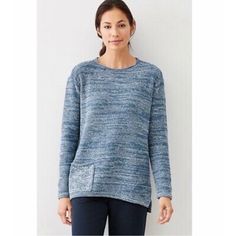 J Jill Pure Jill Sweater Marled Cotton Crew Neck Pullover Casual Blue M Nwt Features: Beautiful Ice Blue Color, Single Pocket, Knit, Crew Neck, Long Sleeve, Linen Blend Appx Measurements Chest- 40” Length- 27” Material 68% Linen 32% Polyester Blue Crew Neck Sweater With Pockets, Ice Blue Color, Marled Sweater, Cerulean Blue, Casual Pullover, Cotton Sweater, Pullover Sweaters, Sweater Outfits, Sweater Top