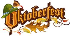 the oktoberfest logo with autumn leaves and a hat on it's head