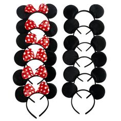 minnie mouse ears and headbands are lined up in the shape of mickey's ears