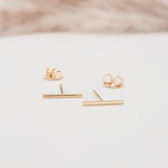 Gold filled bar earrings - Going Golden Rose Gold Bar, Cute Stud Earrings, Gold Bar Earrings, Ring Spacer, Hoop Charms, Round Pendant Necklace, Bar Studs, Bead Charm Bracelet, Bar Earrings