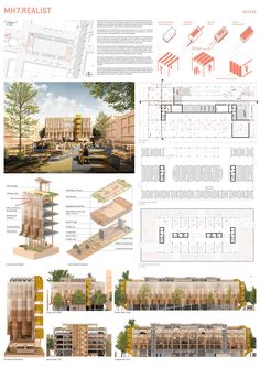 an architectural diagram shows the various sections of a building and its surrounding area, including several different