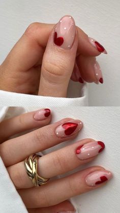 Valentine’s Day Nails Minimal, Valentines Nail Tip Designs, Red Valentine Gel Nails, Non Basic Valentines Nails, Valentine Nails Minimalist, Gel Nails Valentines Day Simple, Valentines Days Nail Ideas, Valentine’s Day Nails Acrylic 2024, Minimal Nails Almond