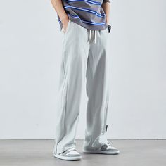 Applicable Season : summer Applicable Scene : Daily Fabric Type : Broadcloth Model Number : Wide Leg Sports Casual Pants For Men Closure Type : Drawstring Decoration : Pockets Place Of Origin : China (mainland) Waist Size(in inches) : - Front Style : Flat Item Type : full length Length : full length Thickness : midweight Fit Type : LOOSE Style : High Street Material : Polyester Gender : MEN Pant Style : STRAIGHT Waist Type : MID Brand Name : leviortin CN : Hubei       WHAT ABOUT REFUND?   Fast r Split Legs, Y2k Jacket, Mens Pants Fashion, Pants For Men, Loose Style, Pant Style, Mens Casual Shoes, Hoodie Jacket, Long Sleeve Hoodie