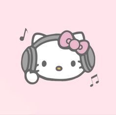 hello kitty wallpaper with headphones and music notes