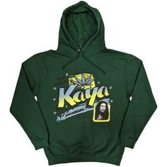 Bob Marley Kaya Unisex Pullover Hoodie Rocker Tank Tops, Rocker Tank, Iron Decoration, Green Hoodie, Cotton Pullover, Hooded Tops, Tour Shirt, Bob Marley, Royal Mail