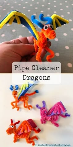 pipe cleaner dragon craft for kids to make with pipe cleaner and other items that are also made out of pipe cleaner paper