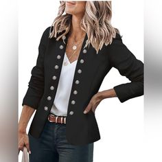 About This Item Grapent Blazers For Women Run True To Standard Us Sizes. Size Small Fits Size 4 To Size 6, Size Medium Fits Size 8 To Size 10, Size Large Fits Size 12 To Size 14, Size X-Large Fits Size 16 To Size 18, Size Xx-Large Fits Size 20 To Size 22. Please Order The Fitted Blazers For Women According To Your Normal Size. Women Casual Open Front Blazer Features Long Sleeves And Stand Neck. This Blazer For Women Is Made Of Unstretchable, Soft, Breathable, Lightweight Fabric And Fully Lined, Women's Business Casual, Government Website, Open Front Blazer, Green Blazer, Long Sleeve Blazers, Blazer Outfits, Black Blazer, Front Open, Stand Collar