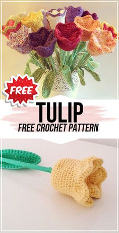 crochet tulip free pattern with text overlay