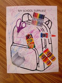 a poster with crayons and school supplies on it that says, my school supplies