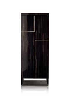 a black cabinet with two doors on the side