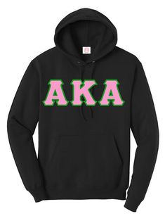 Sporty College Hoodie With Letter Embroidery, Varsity Fleece Hoodie With Embroidered Logo, Varsity Hoodie With Letter Embroidery For College, College Hooded Sweatshirt With Letter Embroidery, Varsity Hoodie With Letter Embroidery For Streetwear, Varsity Hooded Sweatshirt With Letter Embroidery, Sporty Fleece Hoodie With Letter Embroidery, Alpha Kappa Alpha Clothing, Letter Hoodie