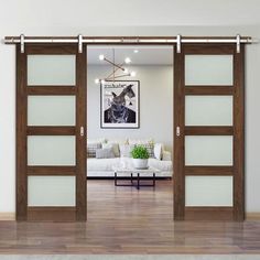 an open living room with sliding glass doors