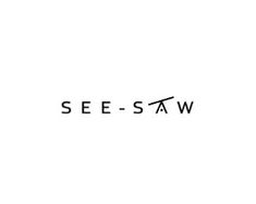 the word see - saw written in black ink on a white background