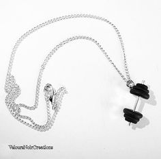 Collana bilanciere sollevamento pesi, by Velours Noir Crèations, 10,00 € su misshobby.com Silver Necklace, Silver