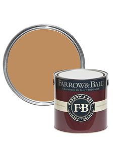 a pink paint can with the words farrow & ball on it and a white background