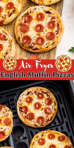 an air fryer with mini pizzas on it