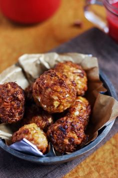 some food is in a bowl on a table