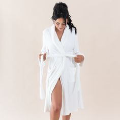 Swathe yourself in plush comfort with this bamboo terry robe that’s incredibly soft to the touch and super absorbent for quicker drying time. Designed to soothe the skin with a luxurious feel, this robe gives you the spa experience in the comfort of your own home. 85% Rayon made from Bamboo, 15% Polyester 500 grams Bamboo Terry Front patch pockets Self tie waist Cozy White Robe For Relaxation, Womens Matching Sets, Terry Robe, Lounge Robes, Bag Hanger, Toddler Blanket, The Spa, Spa Experience, Family Pajamas