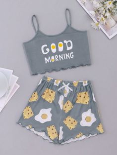 Cute 2 Piece Pajamas, Pretty Pijama, Cute Sets Outfits, Cute Kawaii Clothes, Casual Preppy Outfits