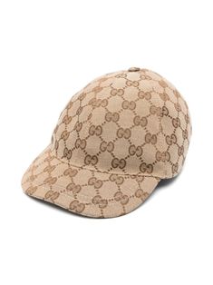 archive beige/brown GG Supreme canvas signature Web-stripe elasticated trim to the rear fabric-covered button at the crown six-panel construction round crown curved peak cotton lining pull-on style Gucci Cap, Canvas Hat, Web Detail, Red Web, Stylish Caps, Chocolate Leather, Gg Monogram, Gucci Kids, Gucci Monogram