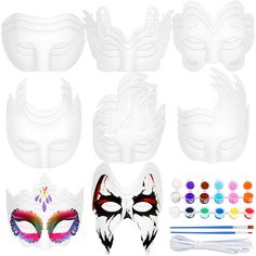 the masks are white and have different colors