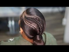 How To Do A Braided Bun For Black Women, Sleek Ponytail With Stitch Braid, One Feed In Braid, Ponytail With Stitch Braid On The Side, Braid Ponytail With Swoop, Feed In Braids With Ponytail, Feed In Braids Ponytail With Swoop, Swoop Ponytail With Braid, Swoop Ponytail Weave With Braid