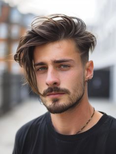 A laid-back yet trendy option, the Tousled Top with Razor Fade is ideal for casual settings or creative fields. It suits any face shape and gives a youthful, spirited vibe. Mens Viking Hairstyles Short, Long Haircut Male, Widows Peak Hairstyles Men, Mens Hair Styles, Assymetrical Hair, Male Haircut, Razor Fade, Hair Man