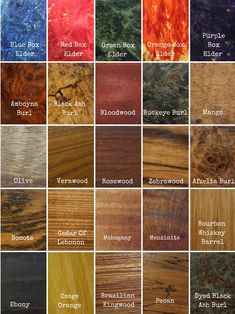 the different types of wood that are used in furniture and home decorating projects, including floor