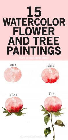 watercolor flower and tree paintings step by step instructions for beginners to paint flowers