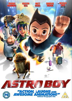 the poster for astro boy, which features an animated character and other characters in various poses