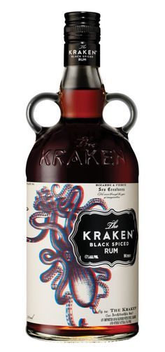 a bottle of kraken rum on a white background