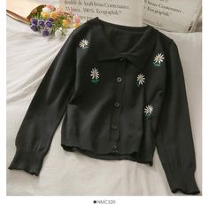 Size: one size Commuting: Korean version Color: white, red, black Daisy Embroidery, Solid Color Sweater, Color Sweater, Sweater For Women, Water Temperature, Hand Washing, Cardigans For Women, Single Breasted, Women's Sweater