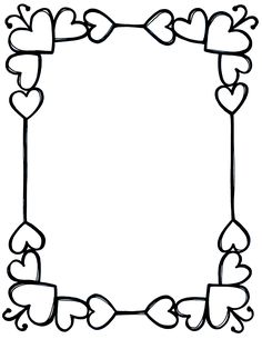 a black and white frame with hearts on it