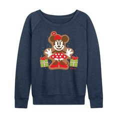 She will love showing off her holiday style in this Disney's Minnie Mouse Women's Cookie Slouchy Graphic Sweatshirt. © Disney Disney Sweatshirts, Holiday Style, How To Show Love, Pattern Graphic, Holiday Fashion, Her Style, French Terry, Womens Clothing Tops, Fabric Care