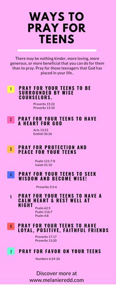 a pink poster with the words ways to pray for teens