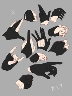 an image of hand gestures drawn by someone in the style of anime character design, character concept, character art, character design references