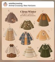 an image of children's winter sweaters in different colors and patterns on a card