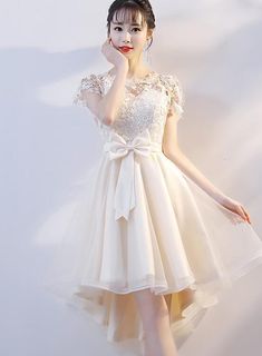 Any things please feel free to contact to us: WeddingPromDresses@outlook.com ******* Product Detail******* Fabric:Tulle Product Number: #S3TF Color:Champagne Hemline:High Low Neckline:Round Making time:2-3 weeks, Shipping time: 3-5 Days Custom size/color, Rush Order is available, and no extra cost. ******* Custom Measurements******* For better fitting, You can leave us the following information in the order notes when you check out, and please have a look our measuring guide at first: : Bust: __ Short Sleeve Prom Dresses, High Low Party Dresses, High Low Cocktail Dress, Lace Homecoming Dress, Homecoming Dresses Lace, Banquet Dresses, Black Prom, Lace Homecoming Dresses, Vestidos Prom