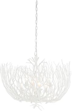 a white chandelier with branches hanging from it's center and two lights on each side