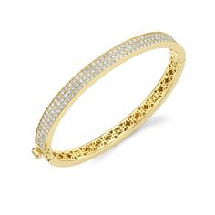 Classic Yellow Gold Bangle With Pave Setting, Hinge Bracelet, Sydney Evan, Hinged Bracelet, Gold Necklaces, Hinged Bangle, Pave Diamonds, 4 H, Hinges