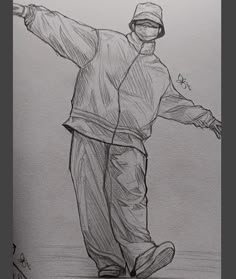 a drawing of a man with his arms outstretched