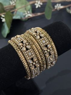 metal bangle set- 2.4 , 2.8 set includes- 2 kadas, 4 bangles Punjabi Bangles, Bracelet Indian, Metal Bangles, Indian Bangles, Bangles Set, Bangles Indian, Gold Stone, Bangle Set, Bangle Bracelets