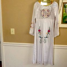 White Fillyboo Dress, Never Worn. I Purchased For Family Photos But Went In A Different Color Direction. Authentic, With Tag. Size Xs. White, Open Back, Flower Embroidery. White Embroidered Maxi Dress For Daywear, White Long Dress For Brunch, Long White Dress For Brunch, Fillyboo Dress, Flower Embroidery, Embroidery Flowers, Dresses Xs, Family Photos, Open Back