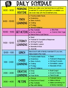 the daily schedule for students to learn how to use their own language and writing skills