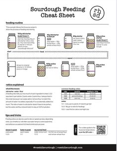 an info sheet with instructions on how to use sourdough feeding shearsheet