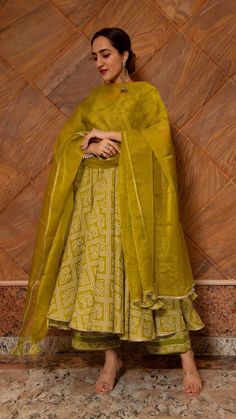 PRODUCT DESCRIPTION:﻿﻿ Kurt (Anarkali): Cotton Pants: Cotton Dupatta: Organza No. Of Components : Set of 3 Length of anarkali: 48inches Length of pants: 38inches Length of dupatta: 2.50 meters Margin left: 2inches Product Highlights: Tassels at the back of anarkali and gotta lace work at the bottom ,neck & sleeves of anarkali and pants. Wash Care : ﻿Dry Clean Customization : Only Size and Length Of Product SKU#: 11403047GR Disclaimer: All our pieces are handcrafted in our manufacturing unit .W Printed Anarkali Suits, Dance Class Outfit, Bandhej Print, Green Anarkali, Floor Length Anarkali, Class Outfits, Designer Anarkali Dresses, Anarkali Dresses, Desi Outfits