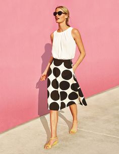 Nancy Skirt Boden Usa, Statement Skirt, Look Formal, Party Kleidung, Mid Length Skirts, Work Fashion, Style Me, Polka Dot, A Woman