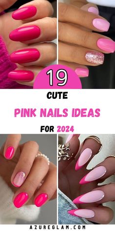 Get ready to make a statement with the 19 Pink Nails Ideas for 2024. Dive into the world of pink nails, whether you prefer classic shades or pink acrylics. Explore unique nail ideas, including short and cute designs with bows. Embrace the festive spirit with Christmas-themed pink nails and add an extra sparkle with rhinestones. Personalize your look with almond, square, oval, round, or squoval nail shapes. Acrylic Pink Nails Ideas, Nail Art Designs Pink Colour, Pink Nail Designs 2024, Spring Nails Oval Shape, Spring Nails 2024 Trends Pink, Short Almond Nails Designs 2024, Gel Nails Summer 2024, Pink Nails Ideas Almond, Pink Spring Nails 2024