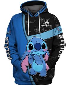 a blue and black hoodie with an image of stitching stitchs on it