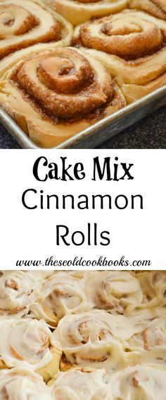 cinnamon rolls with icing in the middle and on top